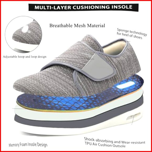 Women Women\'s Wide Width Walking Shoes Adjustable Hook Loop Non-Slip Breathable